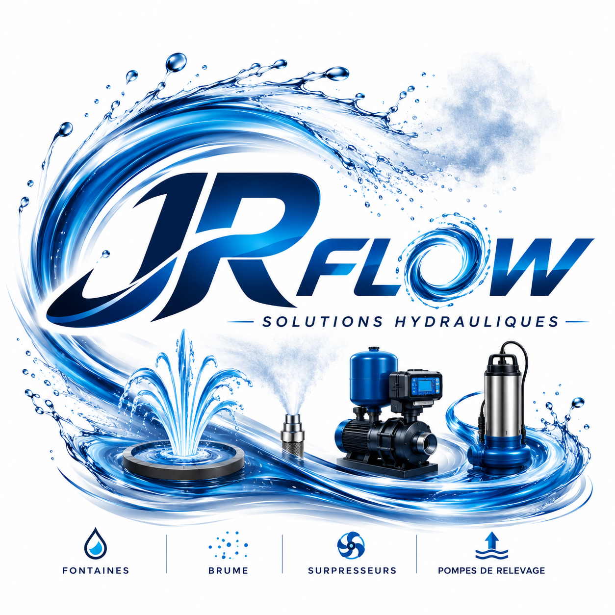 Univers JRFLOW : fontaine, brumisation, surpresseur et pompe de relevage